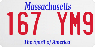 MA license plate 167YM9