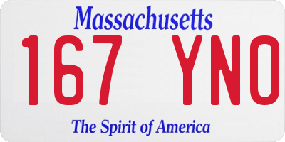 MA license plate 167YN0