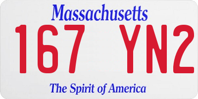 MA license plate 167YN2