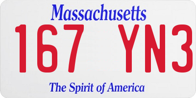 MA license plate 167YN3
