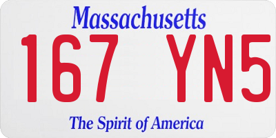MA license plate 167YN5
