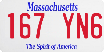 MA license plate 167YN6