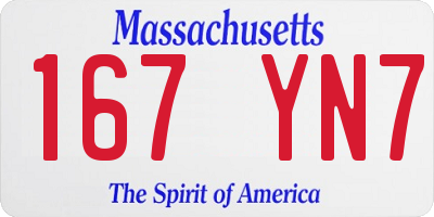 MA license plate 167YN7