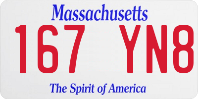 MA license plate 167YN8