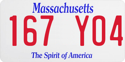 MA license plate 167YO4