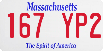 MA license plate 167YP2