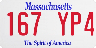 MA license plate 167YP4