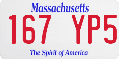 MA license plate 167YP5