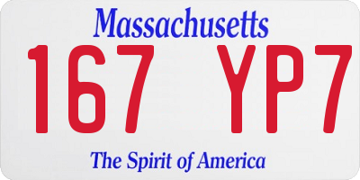 MA license plate 167YP7
