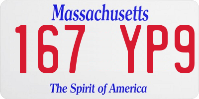 MA license plate 167YP9