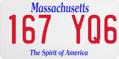 MA license plate 167YQ6