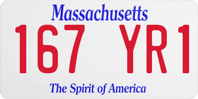 MA license plate 167YR1