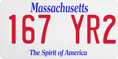 MA license plate 167YR2