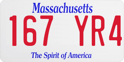 MA license plate 167YR4