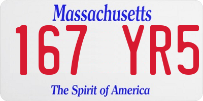 MA license plate 167YR5
