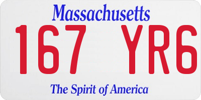 MA license plate 167YR6