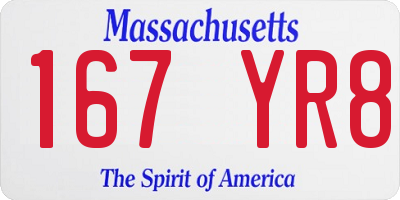 MA license plate 167YR8