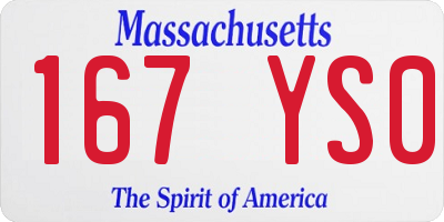 MA license plate 167YS0