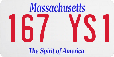 MA license plate 167YS1
