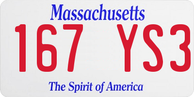MA license plate 167YS3