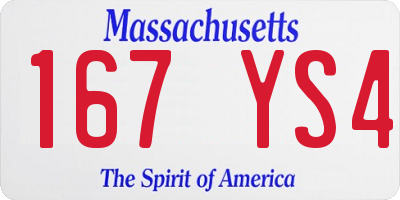 MA license plate 167YS4