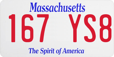MA license plate 167YS8