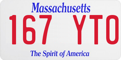 MA license plate 167YT0
