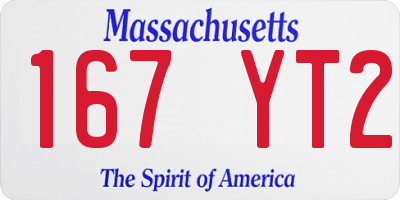 MA license plate 167YT2