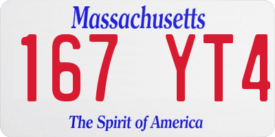MA license plate 167YT4