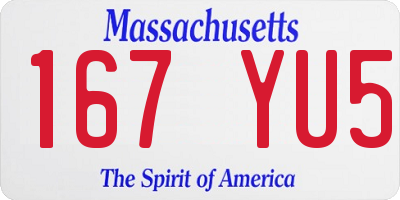 MA license plate 167YU5