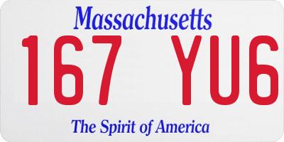 MA license plate 167YU6
