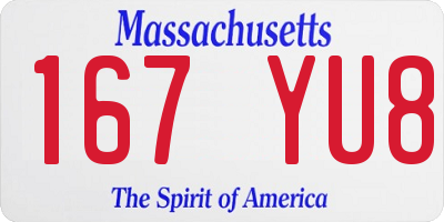 MA license plate 167YU8