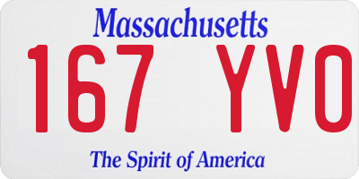 MA license plate 167YV0