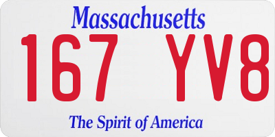 MA license plate 167YV8