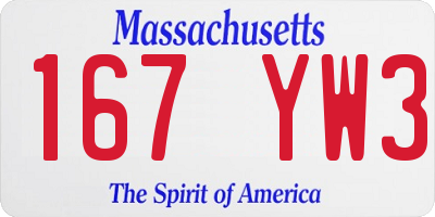MA license plate 167YW3