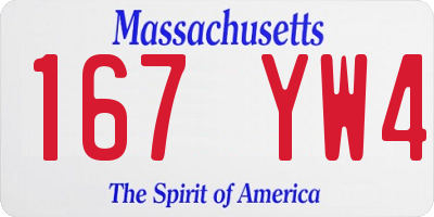 MA license plate 167YW4