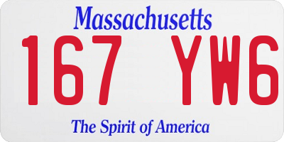 MA license plate 167YW6