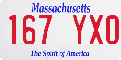 MA license plate 167YX0