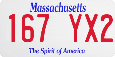 MA license plate 167YX2