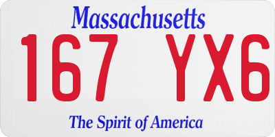 MA license plate 167YX6