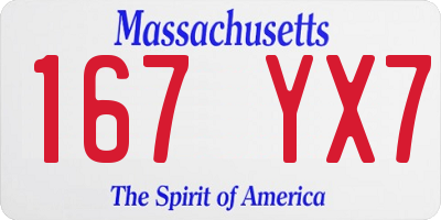 MA license plate 167YX7