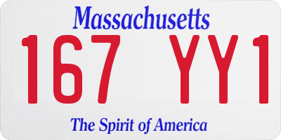 MA license plate 167YY1