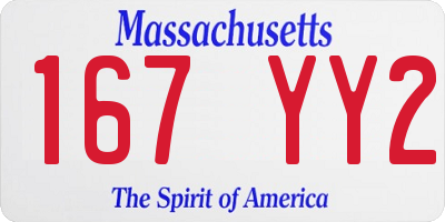 MA license plate 167YY2