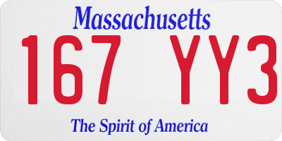 MA license plate 167YY3