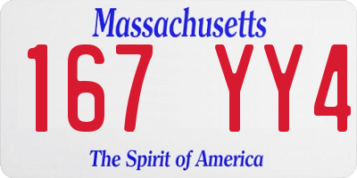 MA license plate 167YY4