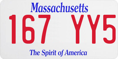 MA license plate 167YY5
