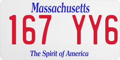 MA license plate 167YY6