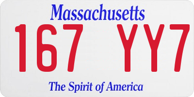 MA license plate 167YY7