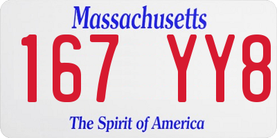 MA license plate 167YY8