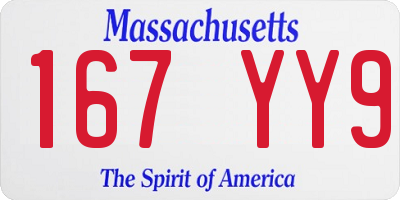 MA license plate 167YY9